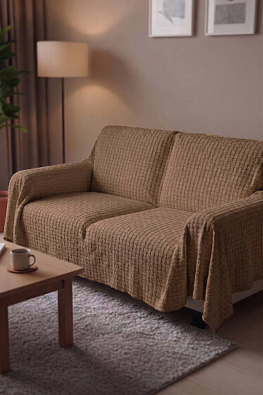 Şardonlu Çekyat Örtüsü Kahve - Çekyat Örtüsü