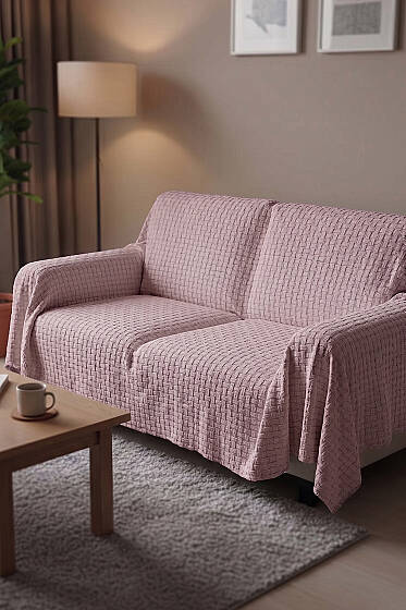 Şardonlu Çekyat Örtüsü Pudra - Çekyat Örtüsü