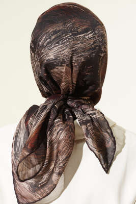 Sarmal Desen Demore Eşarp Acı Kahve - Başörtüsü