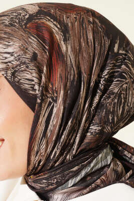 Sarmal Desen Demore Eşarp Acı Kahve - Başörtüsü