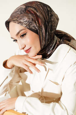 Sarmal Desen Demore Eşarp Acı Kahve 