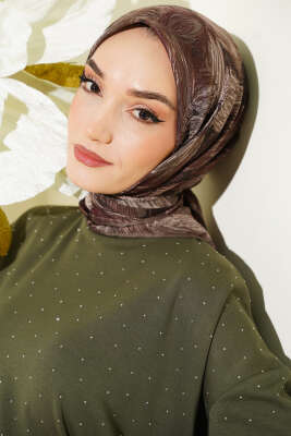 Sarmal Desen Demore Eşarp Haki - Başörtüsü