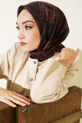 Sarmal Desen Demore Eşarp Kahve - Başörtüsü