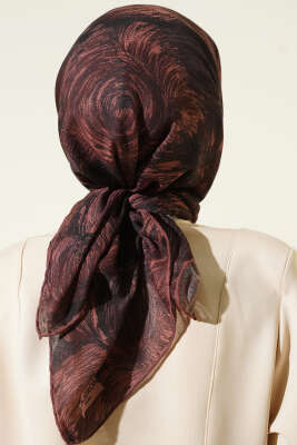 Sarmal Desen Demore Eşarp Kahve - Başörtüsü