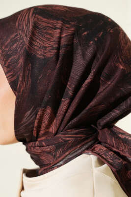 Sarmal Desen Demore Eşarp Kahve - Başörtüsü