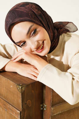 Sarmal Desen Demore Eşarp Kahve 