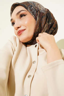 Sarmal Desen Demore Eşarp Lacivert Bej - Başörtüsü