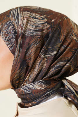 Sarmal Desen Demore Eşarp Lacivert Bej - Başörtüsü