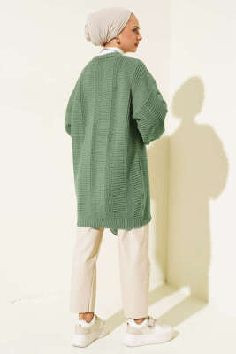 Sarmal Desen Detaylı Triko Hırka Çağla Yeşili - Hırka