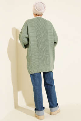 Sarmal Desen Detaylı Triko Hırka Çağla Yeşili - Hırka