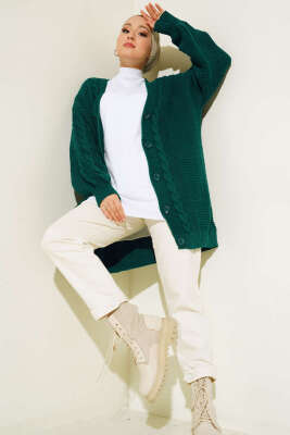 Sarmal Desen Detaylı Triko Hırka Nefti - Hırka