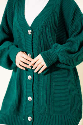 Sarmal Desen Detaylı Triko Hırka Nefti - Hırka