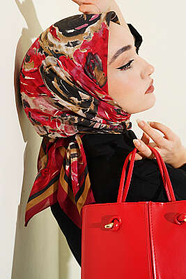 Sarmal Desen Elegance Eşarp Bordo - Başörtüsü