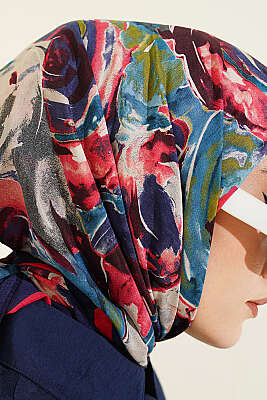 Sarmal Desen Elegance Eşarp Koyu Lacivert - Başörtüsü