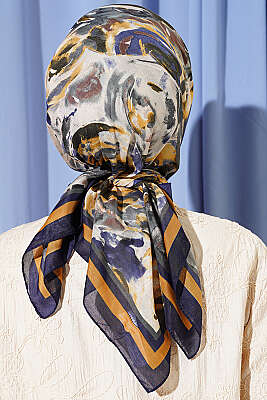 Sarmal Desen Elegance Eşarp Lacivert - Başörtüsü