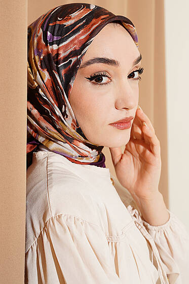 Sarmal Desen Elegance Eşarp Mor - Başörtüsü