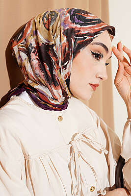 Sarmal Desen Elegance Eşarp Mor - Başörtüsü