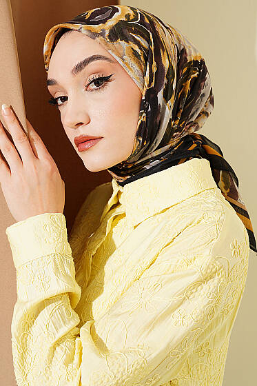 Sarmal Desen Elegance Eşarp Siyah - Başörtüsü