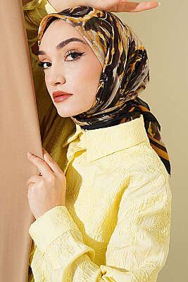 Sarmal Desen Elegance Eşarp Siyah - Başörtüsü