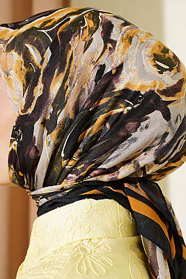 Sarmal Desen Elegance Eşarp Siyah - Başörtüsü