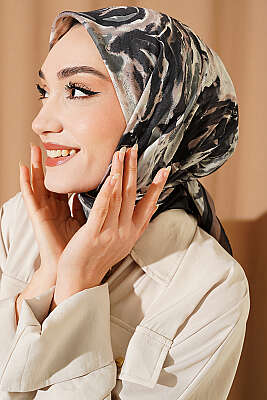 Sarmal Desen Elegance Eşarp Siyah Füme - SİNEM EŞARP
