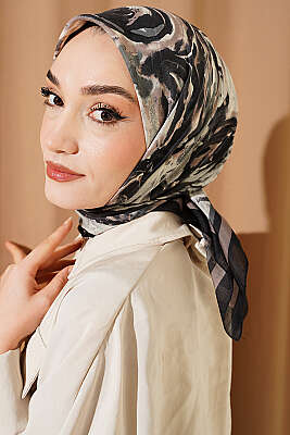 Sarmal Desen Elegance Eşarp Siyah Füme - Başörtüsü