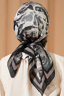 Sarmal Desen Elegance Eşarp Siyah Füme - Başörtüsü