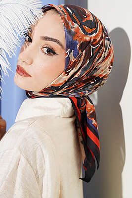 Sarmal Desen Elegance Eşarp Siyah Mavi - SİNEM EŞARP