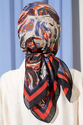 Sarmal Desen Elegance Eşarp Siyah Mavi - Başörtüsü