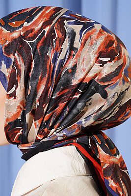 Sarmal Desen Elegance Eşarp Siyah Mavi - Başörtüsü