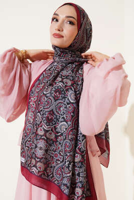 Sarmal Etnik Şal Soft Bordo - Başörtüsü