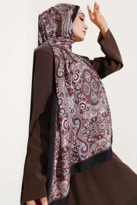 Sarmal Etnik Şal Soft Siyah Camel - Başörtüsü
