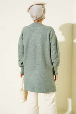 Sarmal Kabartmalı Yumoş Triko Tunik Çağla Yeşili - Tunik