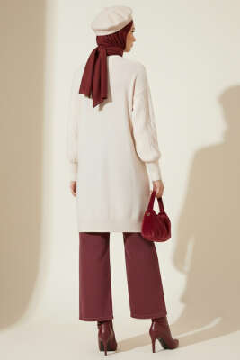 Sarmal Kabartmalı Yumoş Triko Tunik Taş - Tunik