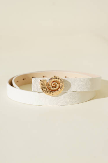Sarmal Metal Tokalı Kemer Beyaz - Deri Kemer