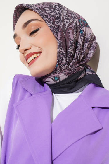 Sarmal Motif Bambu Eşarp Gül Kurusu - Başörtüsü