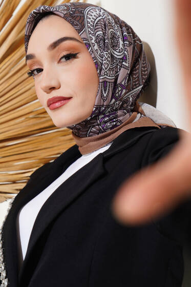 Sarmal Motif Bambu Eşarp Hardal - Başörtüsü