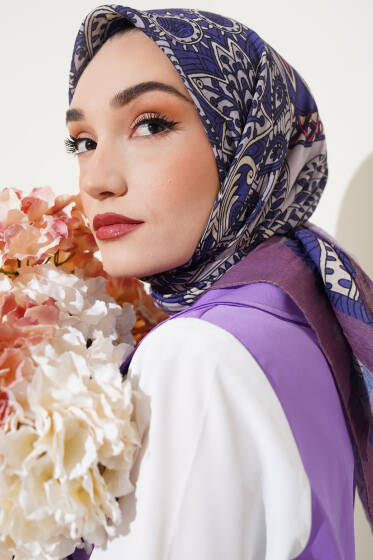 Sarmal Motif Bambu Eşarp Magenta - Başörtüsü