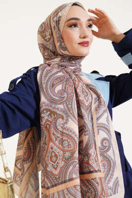 Sarmal Paisley Desen Şal Latte 