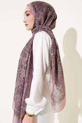 Sarmal Retro Motifli Şal Camel - Başörtüsü