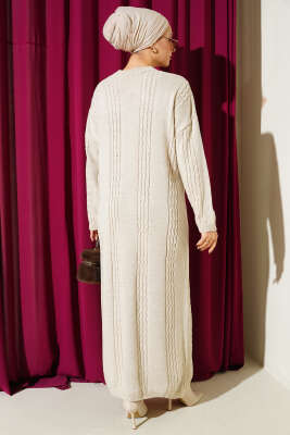 Sarmal Şeritli Triko Elbise Bej - Elbise