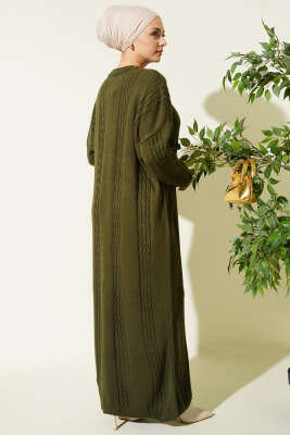 Sarmal Şeritli Triko Elbise Haki - Elbise