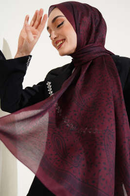 Sarmaşık Desen Soft Şal Bordo - Başörtüsü