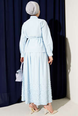 Sarmaşık Kabartmalı Etekli İkili Takım Bebe Mavi - İkili Takım