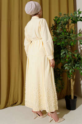 Sarmaşık Kabartmalı Etekli İkili Takım Sarı - İkili Takım