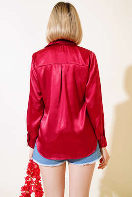 Saten Gömlek Bordo - Yılın Fırsatı