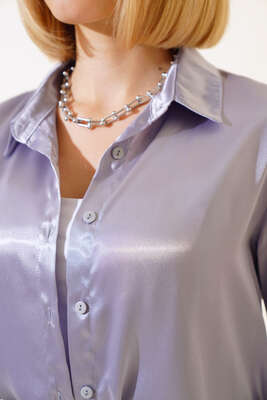 Saten Gömlek Gri - Kadın Giyim Modelleri