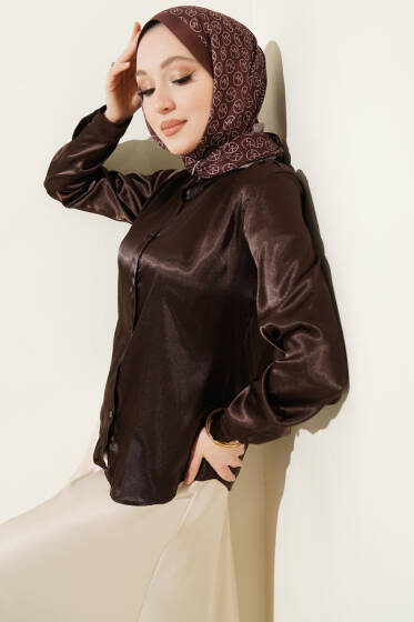 Saten Gömlek Kahve - Gömlek