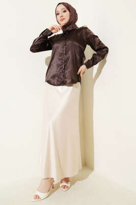 Saten Gömlek Kahve - Gömlek