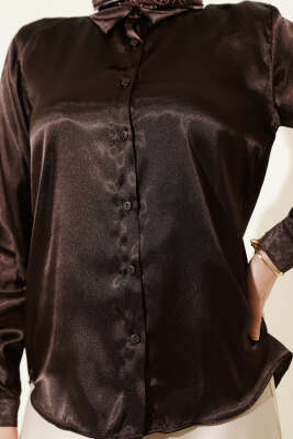 Saten Gömlek Kahve - Gömlek